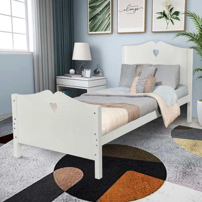 Twin Platform Bed With Slat Support And Headboard And Footboard - White