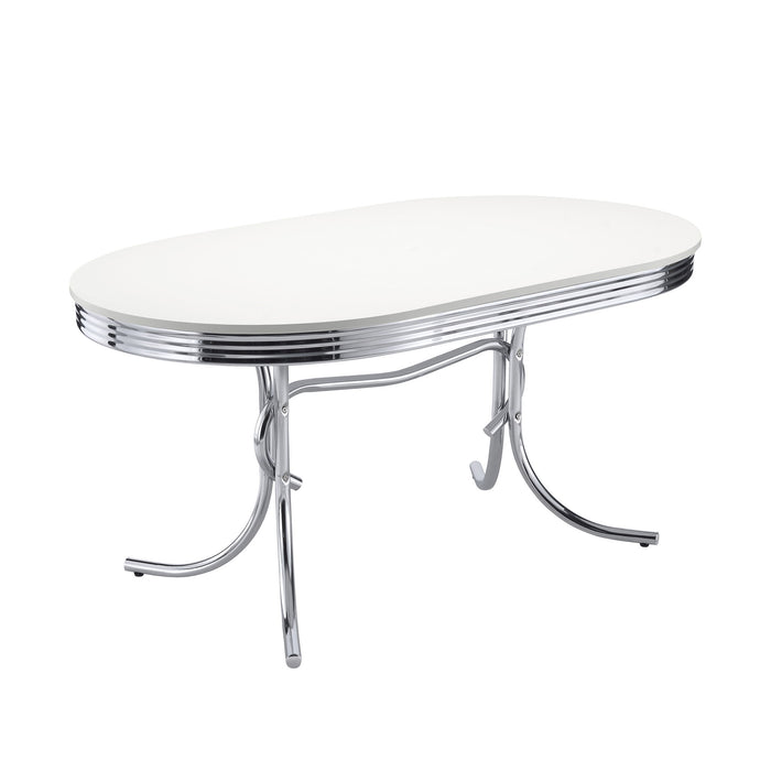 Oval Dining Table - White - Metal