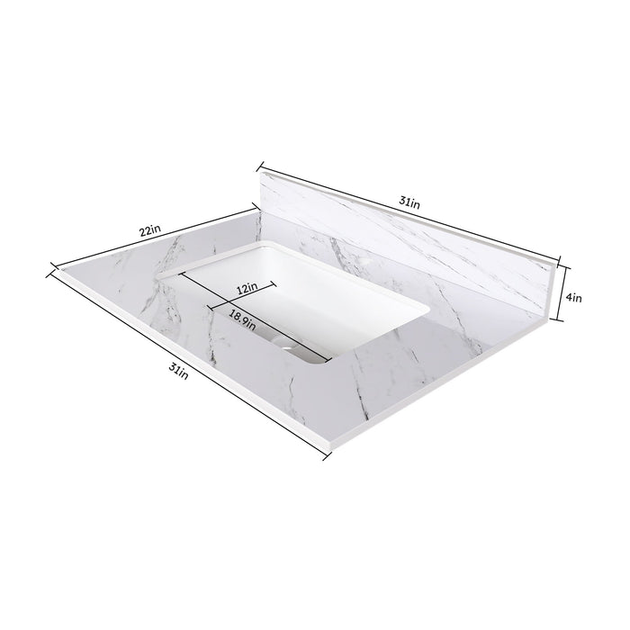 Bianco Carrara Venato Marble Vanity Top With Pre Drilled Faucet Hole And Undermount Sink