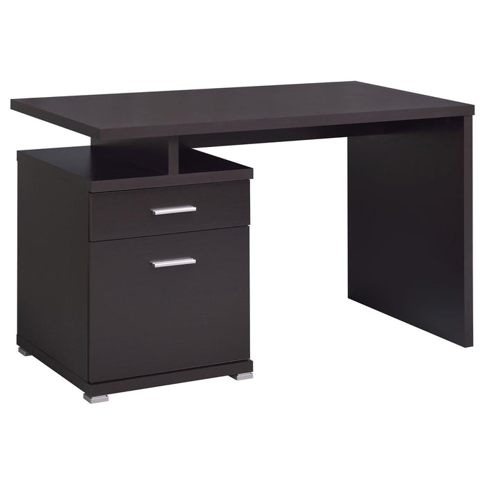2 Drawer Reversible Office Desk With Modular Design - Brown