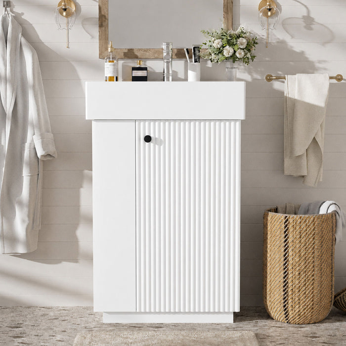 Bathroom Vanity With Sink, Freestanding Wood Grain Cabinet With Storage