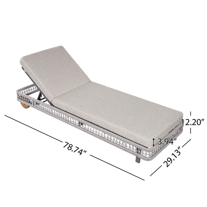 Outdoor Chaise Lounge & Wheels, 5 Position Adjustable Backrest