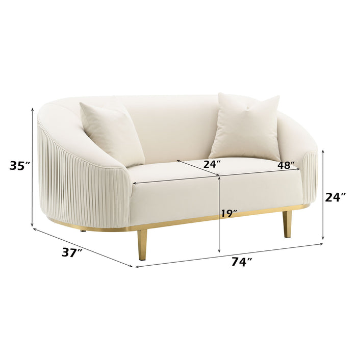Martina - Loveseat With 2 Pillows - Ivory