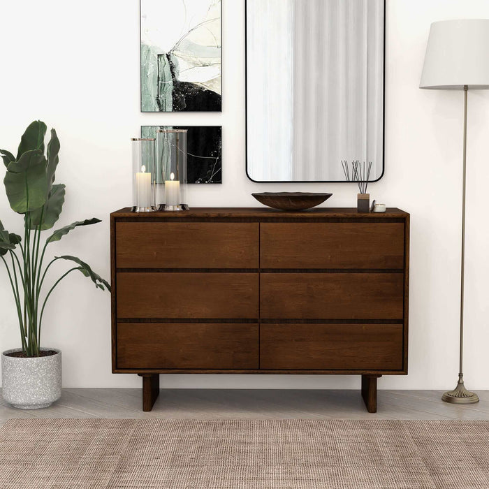 Dubrovnik - Mid-Century Modern Dresser With 6 Drawers - Brown