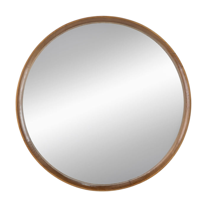 Round Wood Mirror, Wall Mounted Mirror Home Decor For Bathroom Living Room