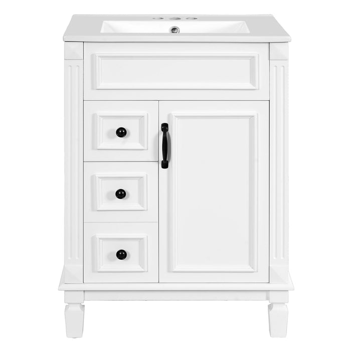 Bathroom Vanity With Sink, Compact Cabinet & 2 Drawers And Adjustable Shelf