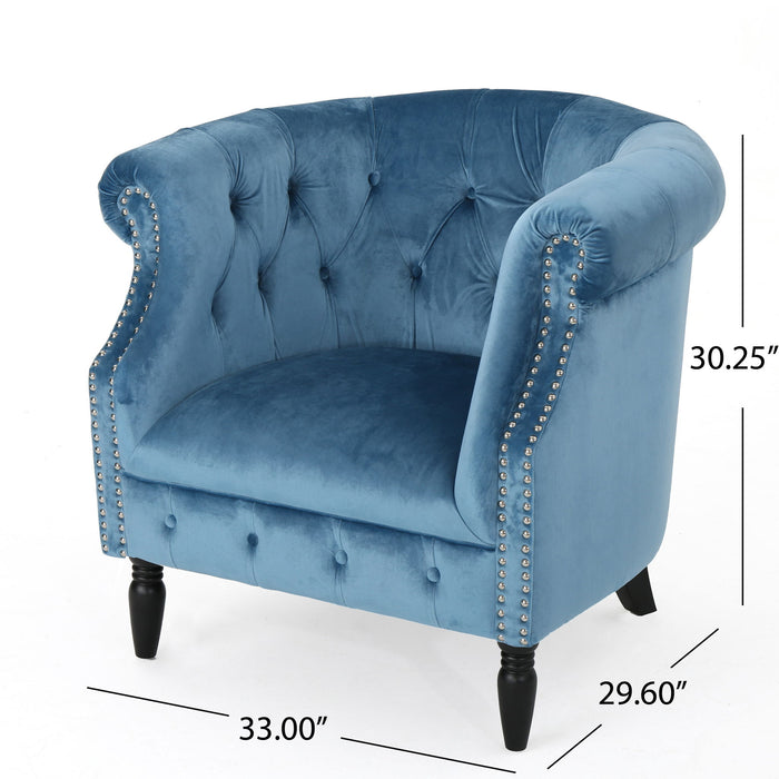 Celestialis - Upholstered Club Chair With Tub Design And Rolled Recessed Armrests
