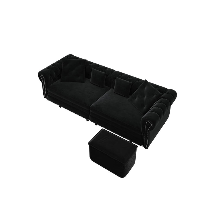3 In 1 Pull Out Convertible Sleeper Sofa Bed, King Size, Chaise Lounge