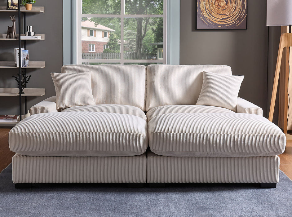 4 Seater Oversized Sectional Sofa With 2 Ottoman And 2 Pillows