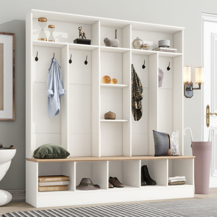 Minimalist Shoe Cabinet With Cube Storage & Shelves