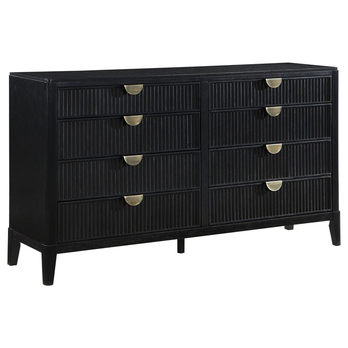 Mason - 8 Drawer Dresser With Fluted Design - Black