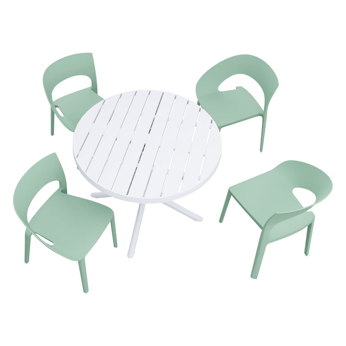 4 Piece Set Of Modern Designed Single Chairs With Round Table