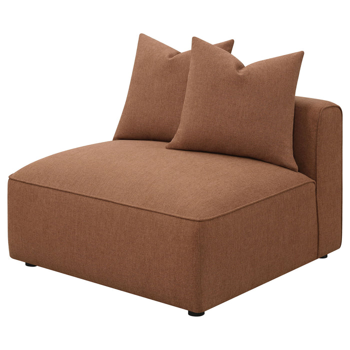 Colleen - Armless Chair With Pillows - Terracotta