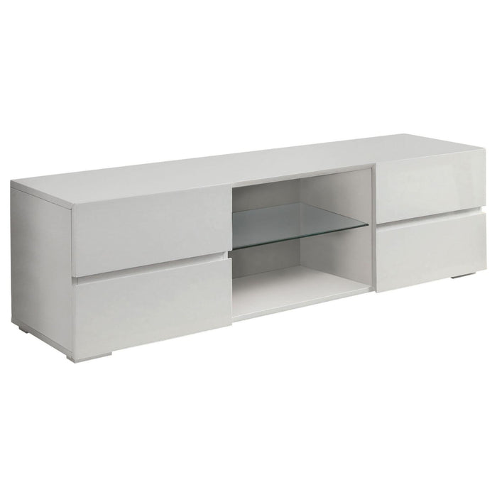 Glossy 4 Drawer TV Console - White