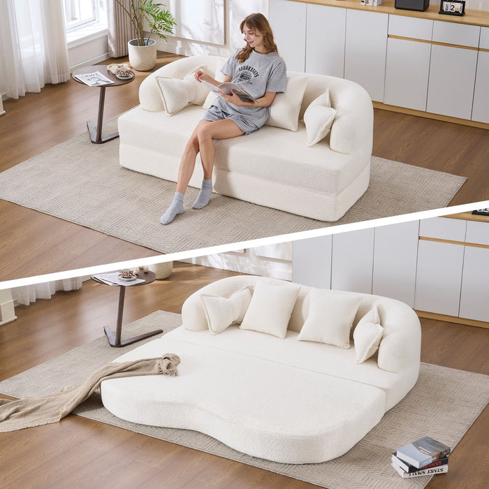 Foldable Sofa Bed, Boneless Couch Convertible Sleeper With 4 Pillows
