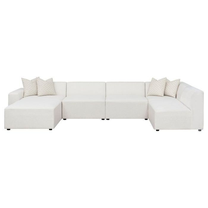 Marlowe - 6 Piece Tight Seat Modular Sectional - Ivory / White