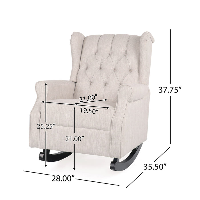 Sheila - Contemporary Fabric Tufted Wingback Rocking Chair