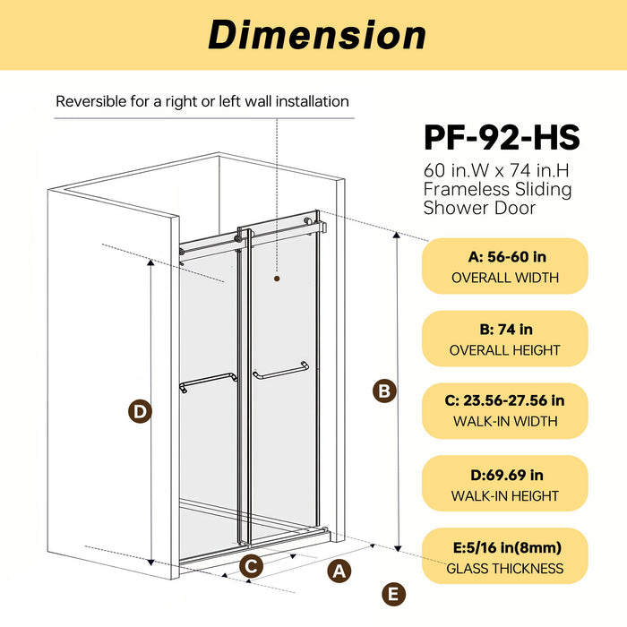 Frameless Double Sliding Shower Door