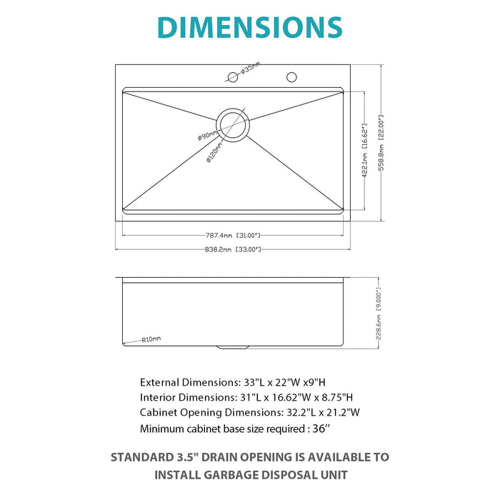 Drop In Kitchen Sink With Pull Out Faucet And Soap Dispenser, Single Bowl Topmount Sink - Gunmetal Black
