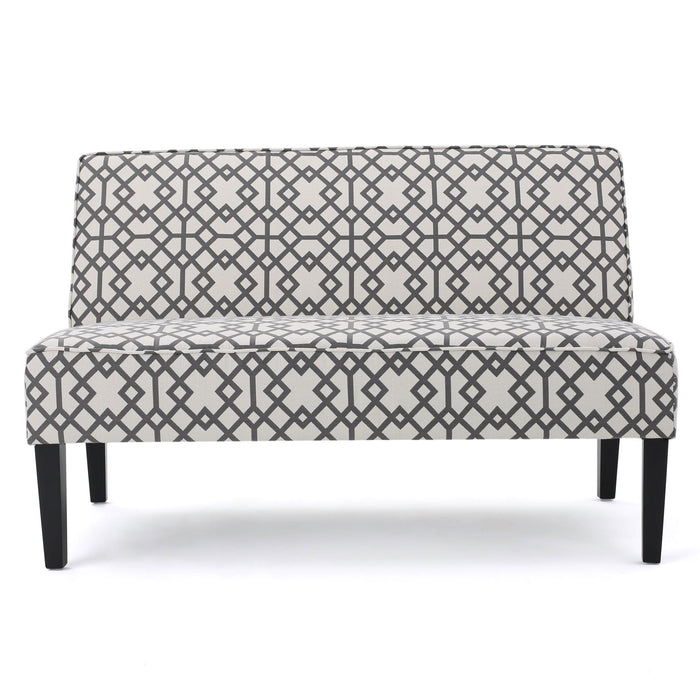 Contemporary Loveseat With Upholstered Fabric And Birch Wood Legs - Gray