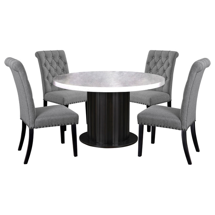 Belinda - 5 Piece Round Dining Set With Chairs - Gray