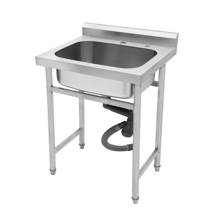 Single Bowl Utility Sink, Freestanding Commercial Kitchen Sink For Laundry Room - Brushed Nickel