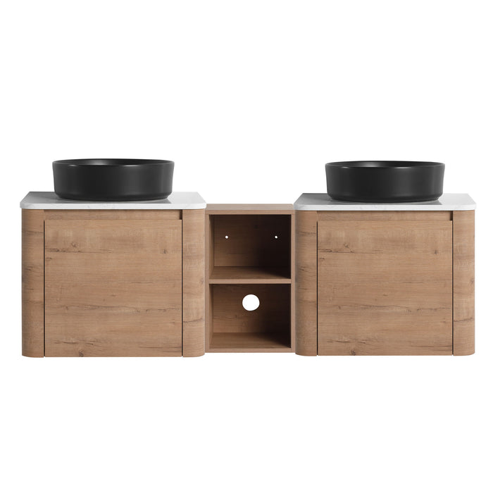Wall Mounted Bathroom Vanity With Art Sink, 1 Storage Shelf, Soft Close Door