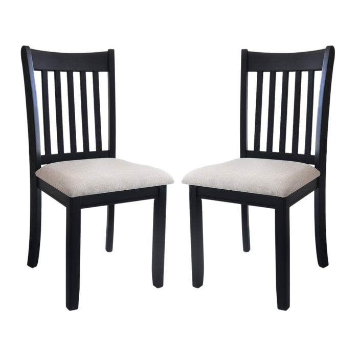Modern Dining Chair, Wooden Back, Cushion Seats (Set of 2)