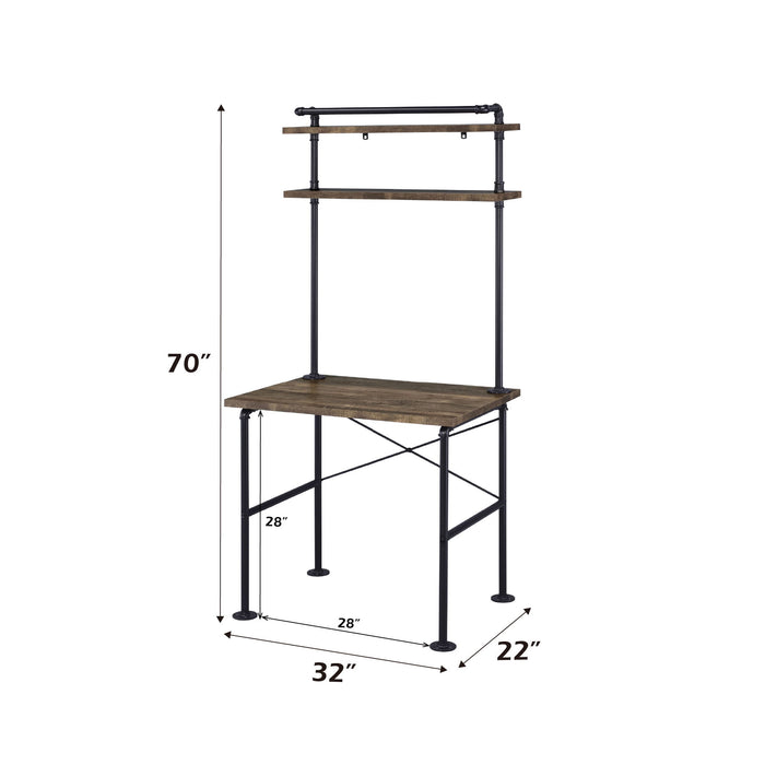 Ensata - Rustic Writing Desk - Black / Oak