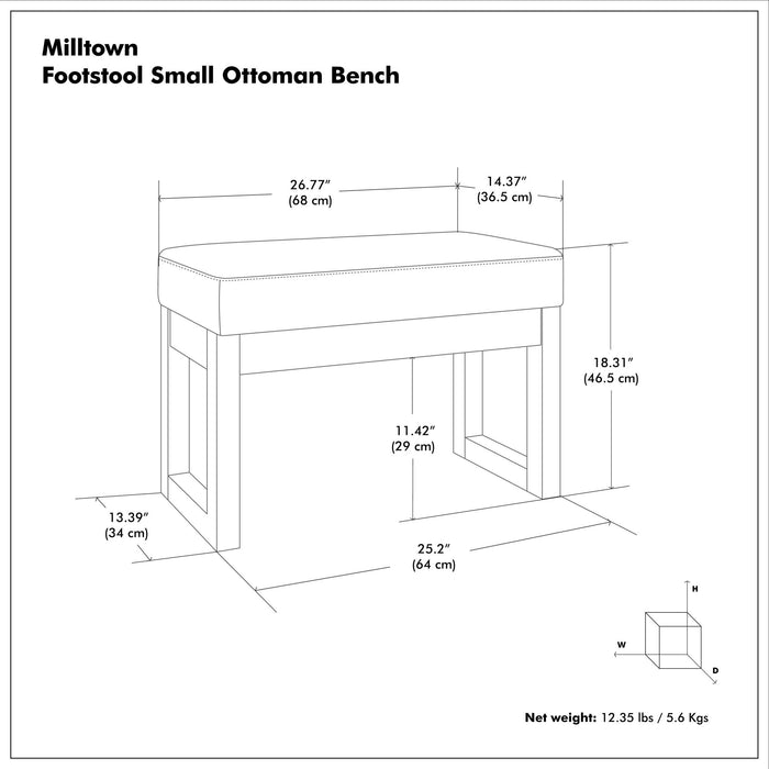 Milltown - Upholstered Ottoman Bench