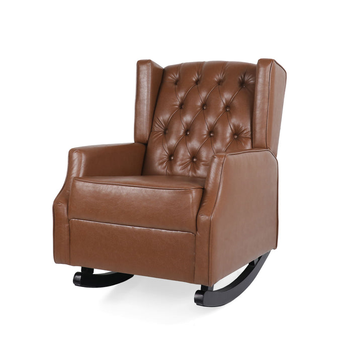 Moss - Upholstered Rocking Recliner With Diamond Tufting And Wingback - Light Brown