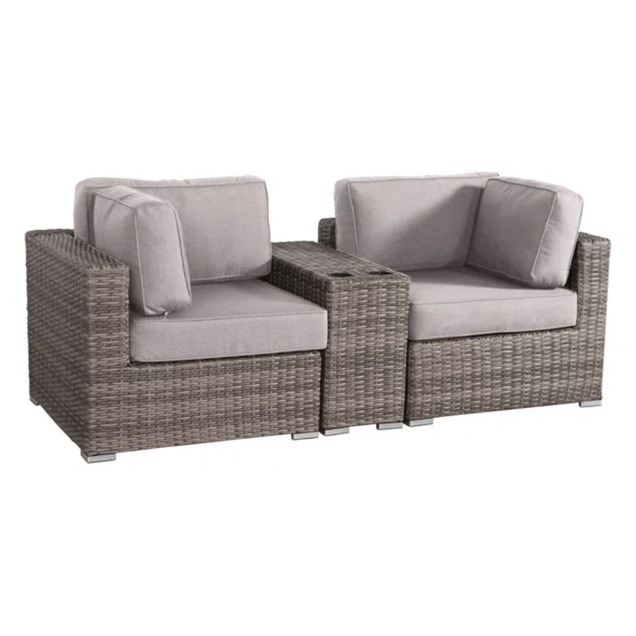 Handcrafted Outdoor Loveseat With Wicker Seating