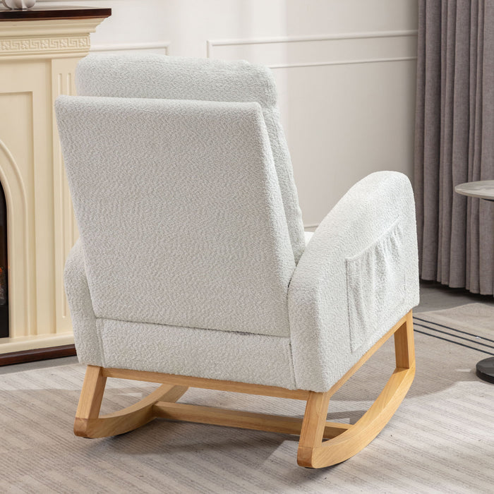 Accent Rocking Chair With Footrest, High Back