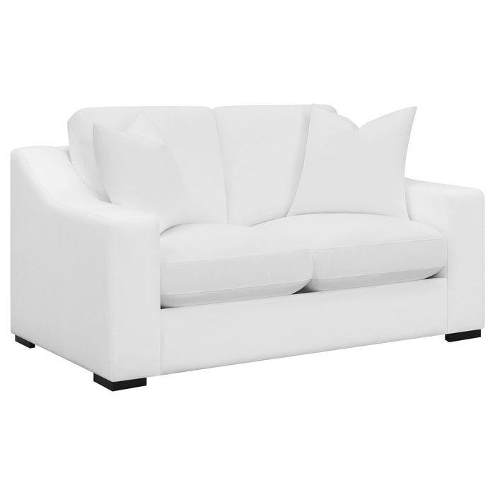 Chelan - 2 Piece Upholstered Sloped Arm Sofa Set - White