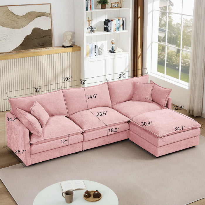 Modular L-Shaped Sectional Sofa With Movable Ottoman