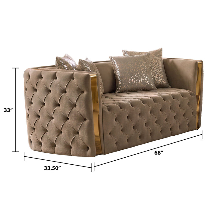Naomi - Button Tufted Loveseat - Taupe