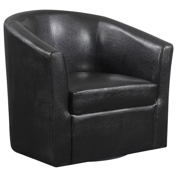 Tournefeuille - Swivel Armchair With Barrel Back Design And Sloping Armrests - Brown