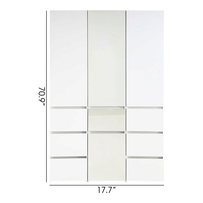 Elise - Modular Wood Closet System With Mirror For Custom Storage Solutions - White