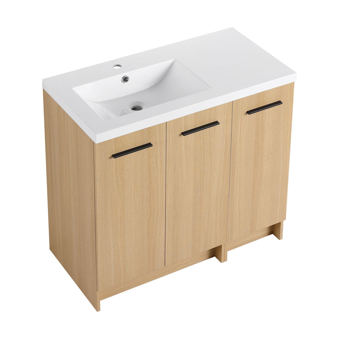 Wall Mounted Floating Bathroom Vanity With Sink, 3 Door Modular Cabinet