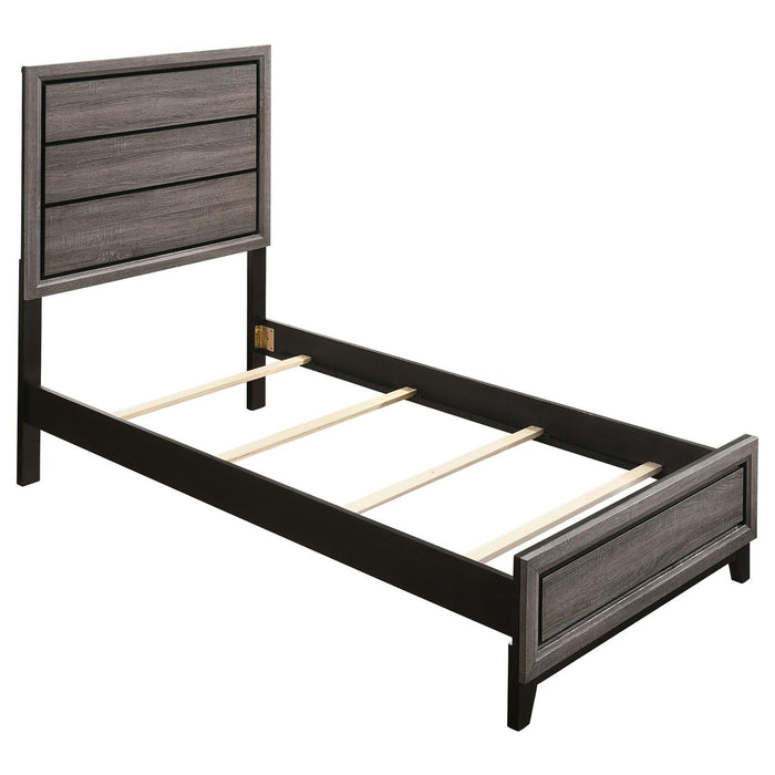 Twin Panel Bed With Tapered Legs - Gray