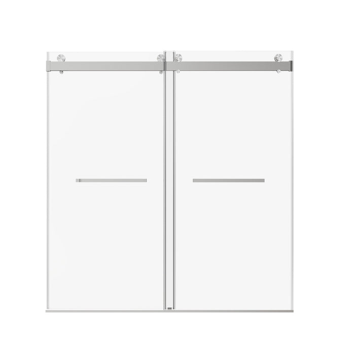 Frameless Double Sliding Soft-Close Shower Door, 3 / 8" (10Mm) Thick SGCC Tempered Glass Door, Matte