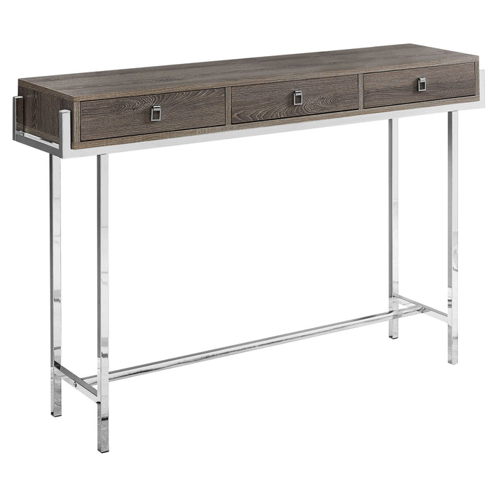 Console Table And Drawers - Taupe And Silver