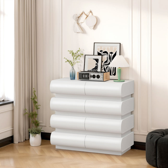 Minimalist Handle Less 8 Drawer Dresser With Wide Storage