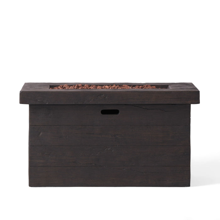 Custer - Rectangular Fire Pit 50, 000 Btu Magnesium Oxide - Brown