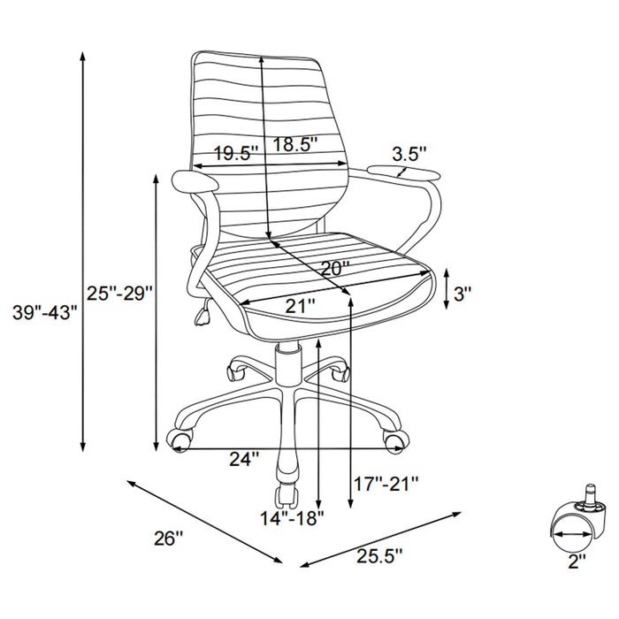Height Adjustable Swivel Office Chair With Padded Seat And Armrests - Black