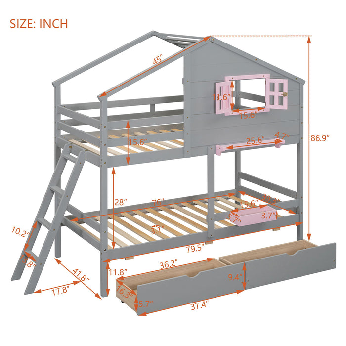 Bunk Bed With Playhouse Roof And Window