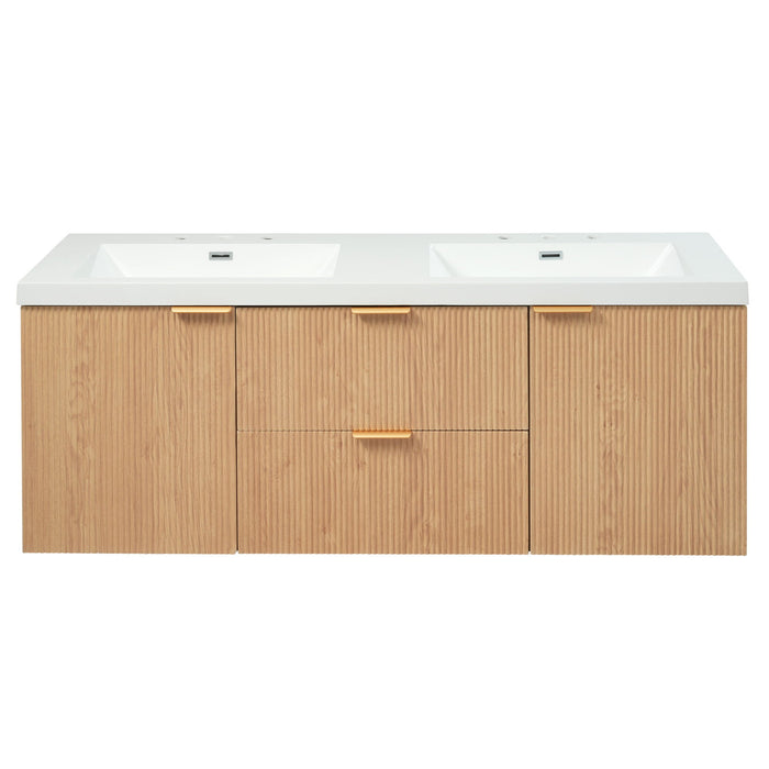 59.3" Double Sink Bathroom Vanity With Smc Resin Top, Painted Cabinet, Soft Close Doors, Wall Mounted - Wood