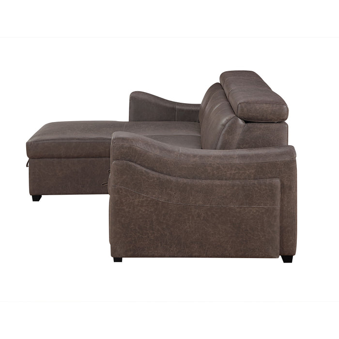 Bruno - Pull Out Complete Sofa Bed With Storage Chaise - Brown
