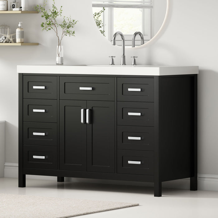 Bathroom Vanity With Sink, 2 Doors 8 Drawers, Soft Close System, Classic Design