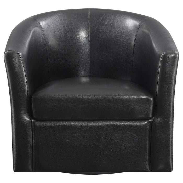 Tournefeuille - Swivel Armchair With Barrel Back Design And Sloping Armrests - Brown